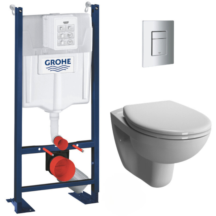 Grohe Pack WC Bâti Autoportant Rapid SL + WC Vitra Normus + Abattant softclose + Plaque chrome