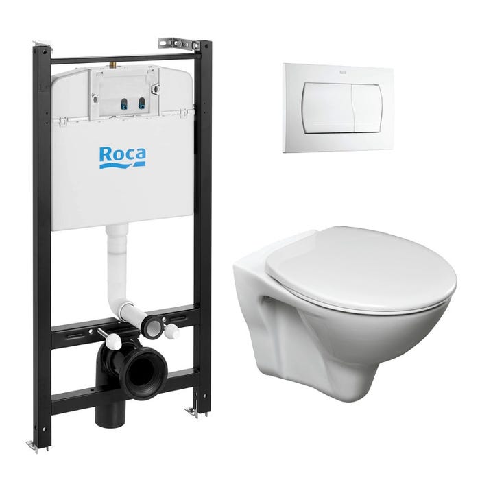 Roca Pack Bâti-support Roca Active + WC suspendu Fayans + plaque blanche (RocaActiveS-LinePro-1)