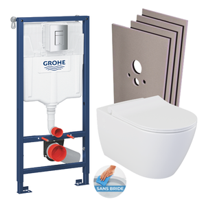 Grohe Pack WC Bâti-support + WC sans bride Bello + Abattant softclose + Set d'habillage (RapidSL-Bello-1-sabo)