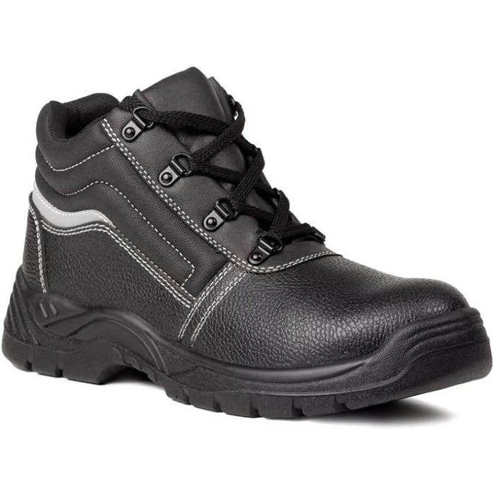 Chaussures de sécurité hautes NACRITE S1P SRC en cuir fleur de vachette noir P49 - B0911-T49