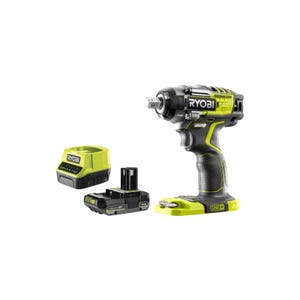 Pack RYOBI Boulonneuse à chocs R18IW7-0 - 18V One+ Brushless - 4 modes - 1 Batterie 2.0Ah - 1 Chargeur rapide