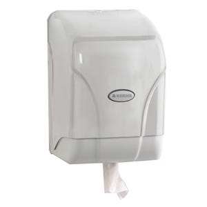 Distributeur essuie mains dévidage central - Profondeur : 260 mm - Largeur : 255 mm - Hauteur : 370 mm - Décor : Blanc