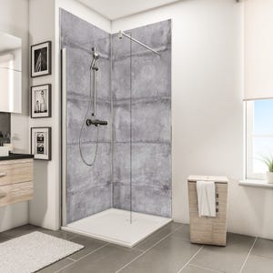 Schulte Panneau mural Gris antico, revêtement pour douche et salle de bains, DécoDesign DÉCOR, pack de 2 panneaux muraux 100 x 210 cm