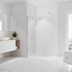 Schulte Panneau mural Blanc, revêtement pour douche et salle de bains, DécoDesign COULEUR, 120 x 255 cm