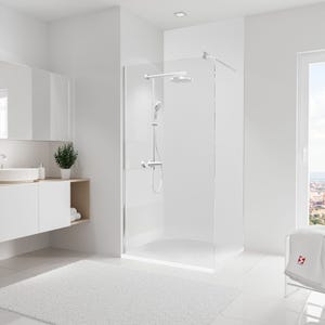 Schulte Panneau mural Blanc structuré, revêtement pour douche et salle de bains, DécoDesign DÉCOR, 100 x 255 cm