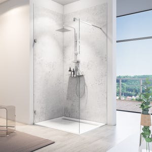 Schulte Panneau mural Pierre gris clair, revêtement pour douche et salle de bains, DécoDesign SOFTTOUCH, 100 x 255 cm