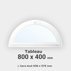 Fenêtre demi-lune PVC blanc H40 x L80 cm tableau à soufflet