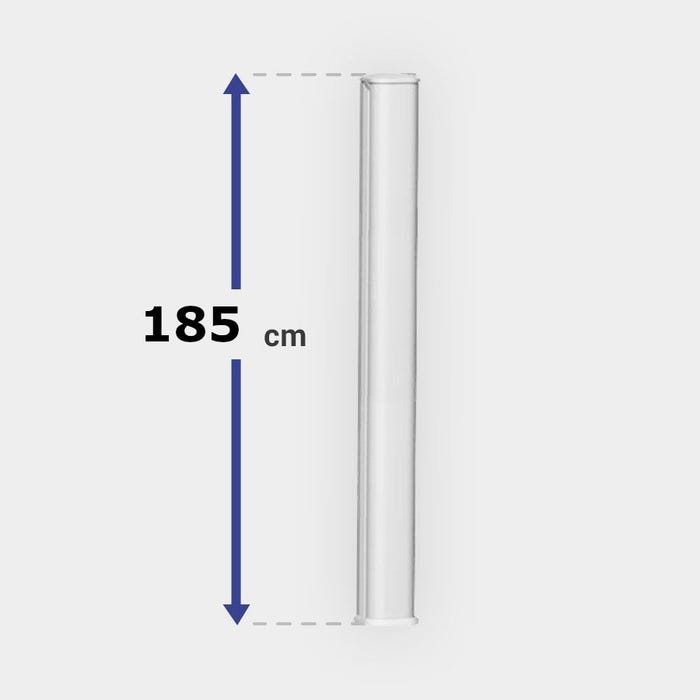 Poteau de cloture PVC H185 x L4 cm blanc renforcé en acier