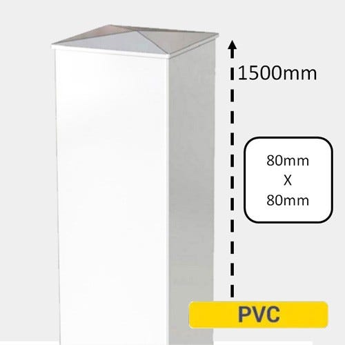 Pilier de portail PVC H150 x L8 cm blanc