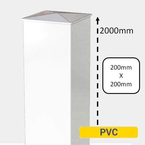 Pilier de portail PVC H200 x L20 cm blanc