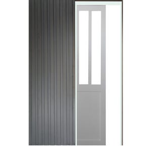 Porte Coulissante Atelier Blanc H204 x L73 + SYSTEME Galandage et kit de finition inclus GD MENUISERIES
