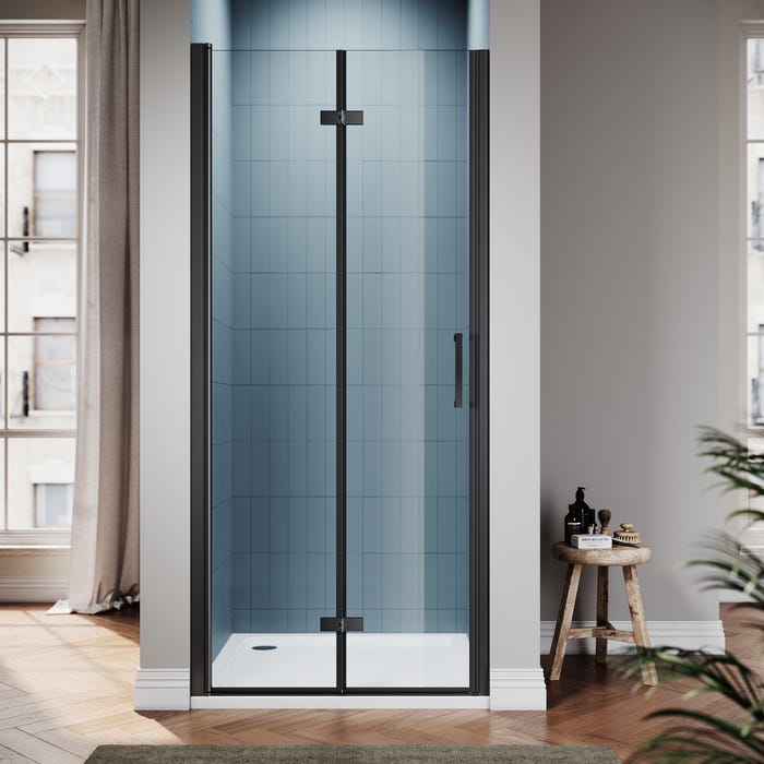 SIRHONA Porte de douche Noir plié,Porte de douche en élégant et facile à nettoyer, 900x1950mm