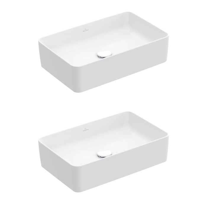Lot de deux vasques à poser rectangles VILLEROY ET BOCH Collaro Stone White CeramicPlus
