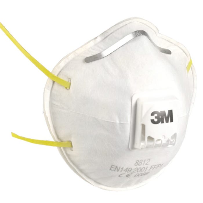 Boîte de 10 masques respiratoires coques jetables FFP1 avec soupape série 8812 blanc - 3M - 7000006980