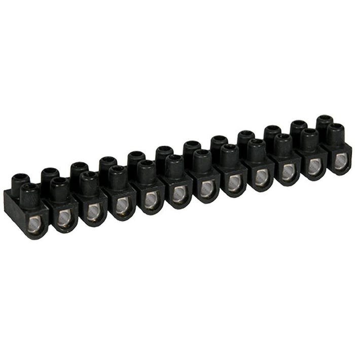 Domino électrique - Barrette acier noire 12 plots à vis 16 mm² - 76A