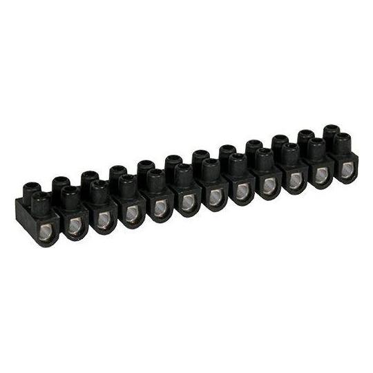 Domino électrique - Barrette acier noire 12 plots à vis 6 mm² - 41A