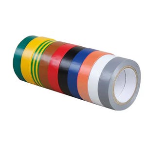 Lot de 10 ruban adhésif isolant électrique couleurs panachées - 15mm x 10m
