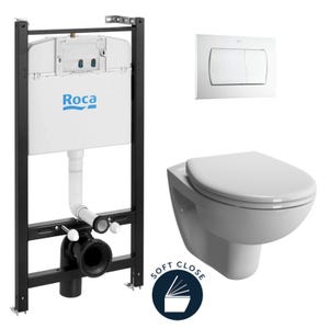 Roca Pack Bâti-support Roca Active + WC Vitra Normus + Abattant softclose + Plaque blanche