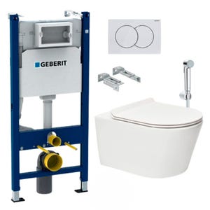 Pack Bati-support Geberit 112cm + WC sans bride SAT Brevis + Abattant ultra-fin