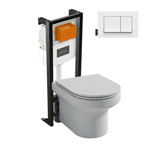 Pack WC suspendu sans bride JACOB DELAFON Elite + bâti-support + plaque Blanc brillant