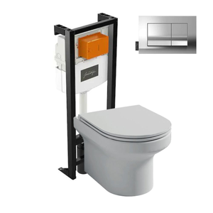 Pack WC suspendu sans bride JACOB DELAFON Elite + bâti-support + plaque Chrome