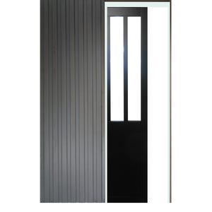 Porte Coulissante Atelier Noir H204 x L93 + SYSTEME Galandage et kit de finition inclus GD MENUISERIES