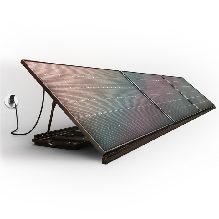 Sunology PLAY - Kit 3 panneaux solaires complet 1275W bifacial – 3 Stations solaire livrées totalement assemblées – Installation au sol ou au mur
