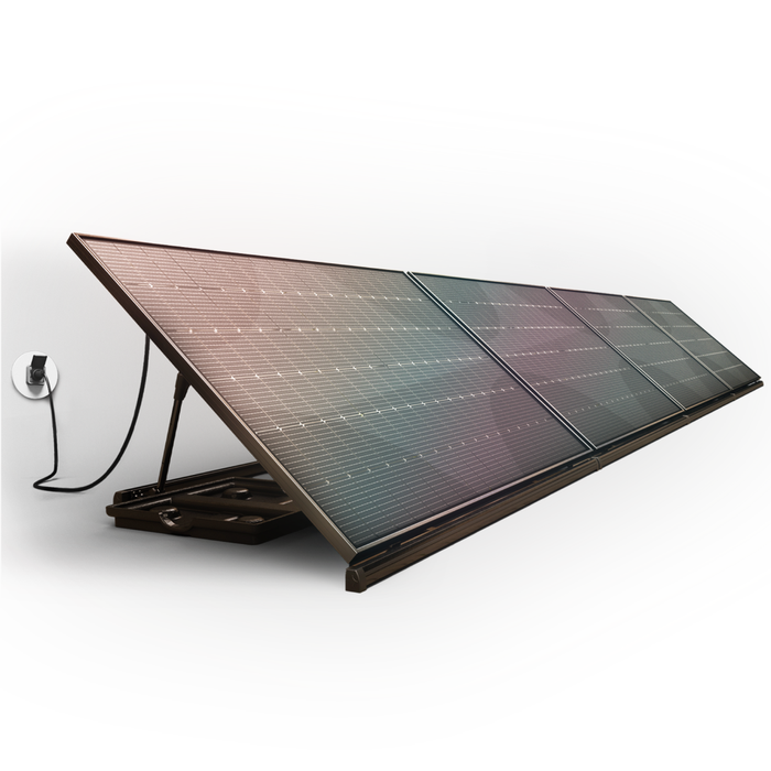 Sunology PLAY - Kit 4 panneaux solaires complet 1700W bifacial – 4 Stations solaire livrées totalement assemblées – Installation au sol ou au mur