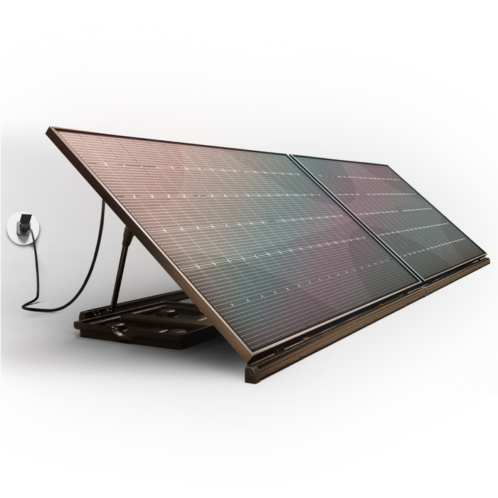 Sunology PLAY - Kit 2 panneaux solaires complet 850W bifacial – 2 Stations solaire livrées totalement assemblées – Installation au sol ou au mur