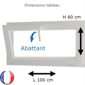 Fenêtre PVC abattant H 60 x L 100 cm avec poignée