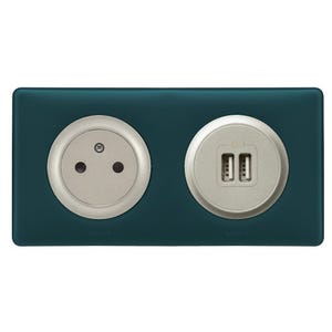 Céliane Prise de courant affleurante + USB-A - Bleu-Vert Legrand NC5143T