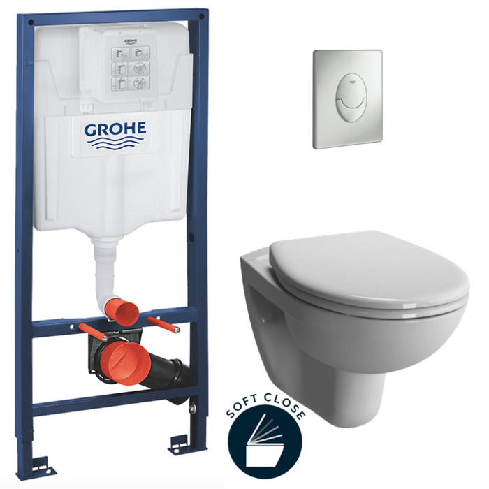 Grohe Pack WC Bâti-support Rapid SL + WC Vitra Normus + Abattant softclose + Plaque Chrome mat (Rapidsl-Normus-7)