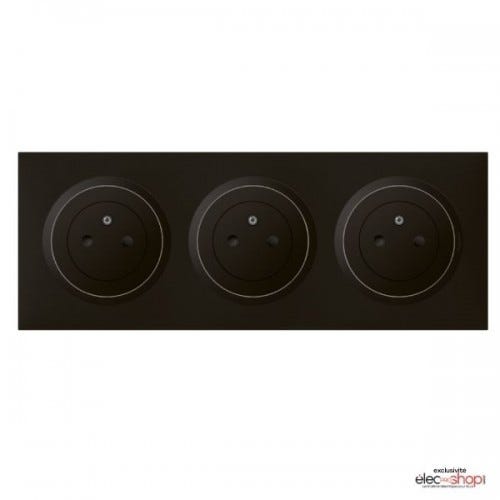 Triple prise de courant affleurante précablée Dooxie Noir - complet Legrand DC600533
