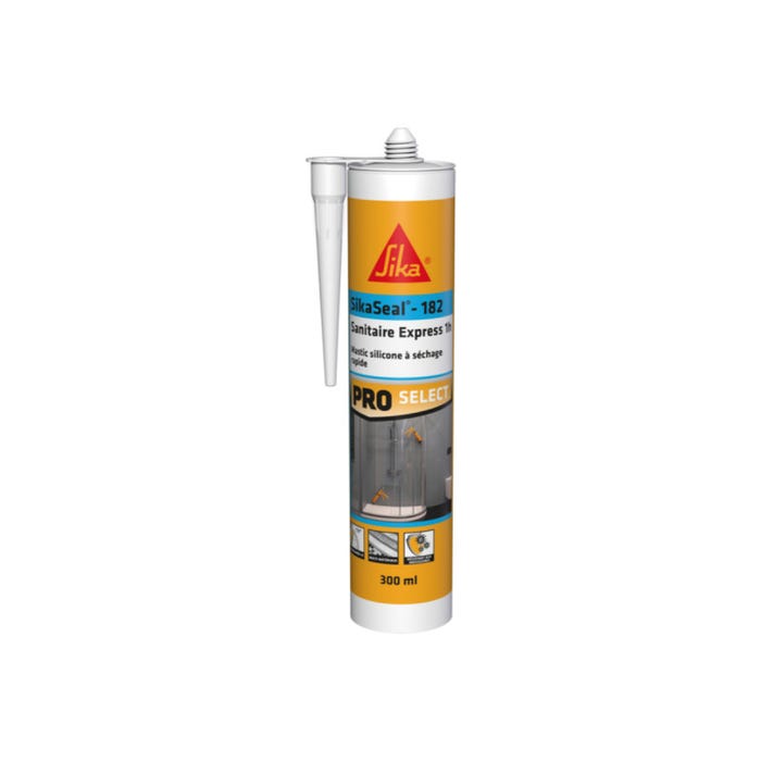 Mastic silicone à séchage rapide SIKA SikaSeal-182 Sanitaire Express 1h - Blanc - 300ml