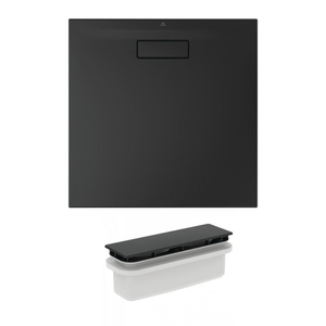 IDEAL STANDARD Receveur 80 X 80 Ultra Flat New acrylique carre noir mat bonde incluse