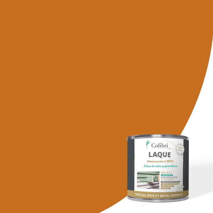 Laque biosourcée pour bois et métal apprêté Orange Linotte, aspect velouté, 0,5L