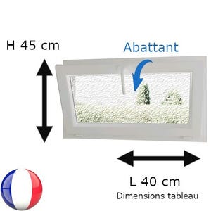 Fenêtre PVC abattant H 45 x L 40 cm verre brouillé avec poignée