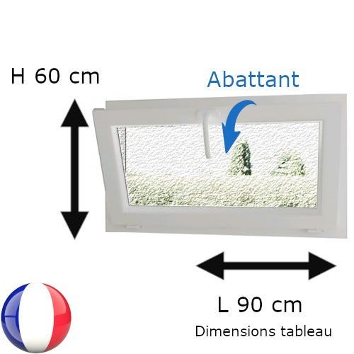 Fenêtre PVC abattant H 60 x L 90 cm verre brouillé avec poignée