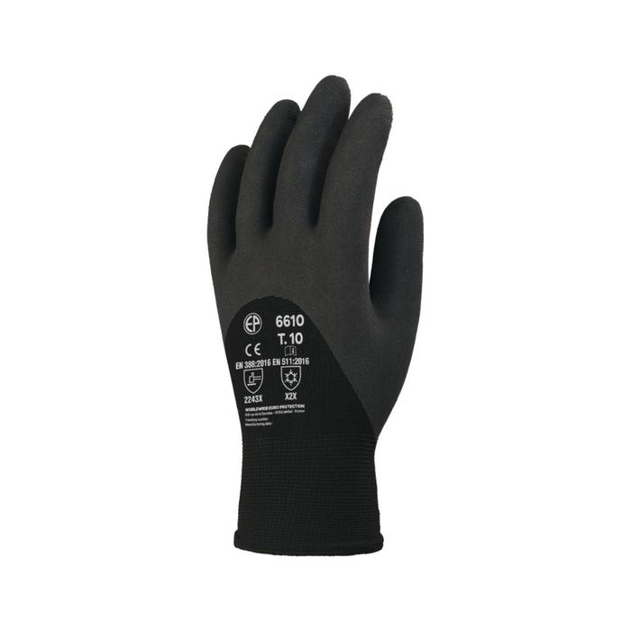 Lot de 10 paires de gants EUROWINTER enduit mousse latex noir dos aéré - COVERGUARD - Taille L-9