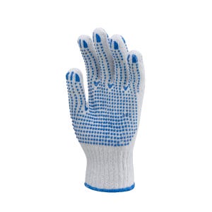 Lot de 12 paires de gants coton/polye tric, picots bleus 2 faces TH - COVERGUARD