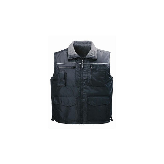 CARISTE Gilet Froid réversible noir, Polyester Oxford + Polaire 280g/m² - Coverguard - Taille L