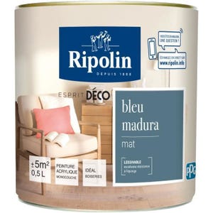 Ripolin Peinture Murale Toutes Pieces, Ripolin - Bleu Madura Mat, 0,5l