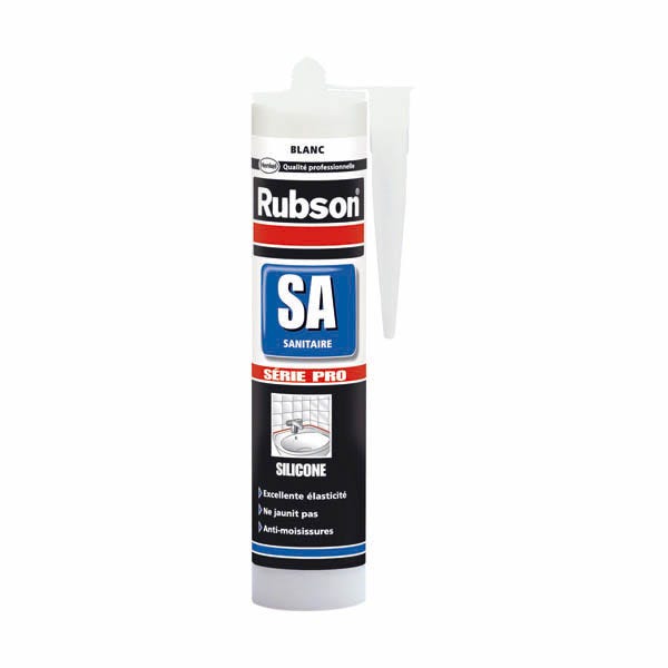 RUBSON Mastic sanitaire silicone acétique surface émaillée SA blanc 300ml