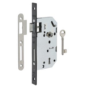 THIRARD - Serrure encastrable Monomax NF à clé pour porte de chambre, axe 50mm, bouts carrés, têtière noire, 1 clé
