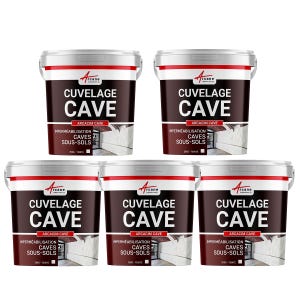 Enduit de cuvelage hydrofuge - Étanchéité cave sous-sol garage - ARCACIM CAVE - Offre Spéciale : 5 x 25 Kg - Blanc - ARCANE INDUSTRIES