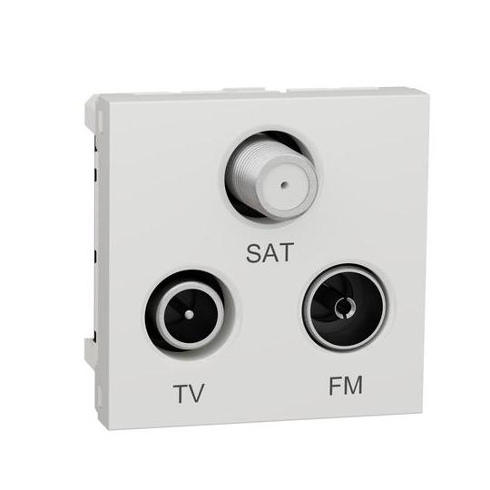 prise télévision - tv + fm + sat - 2 modules - blanc - schneider electric nu345018