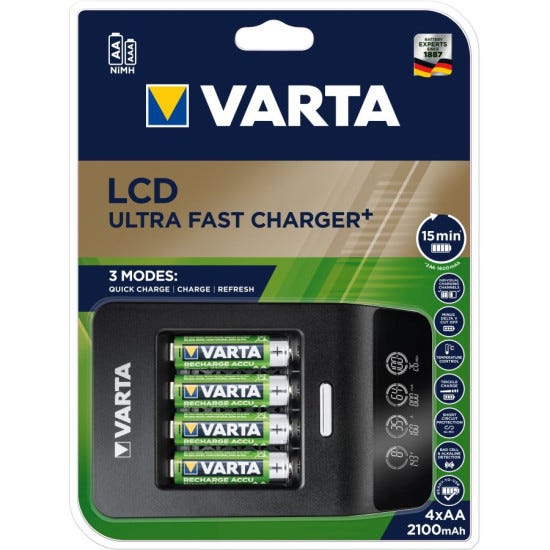 Varta LCD Ultra Fast Ch.+ 4x 56706 Chargeur de piles rondes NiMH LR03 (AAA), LR6 (AA)