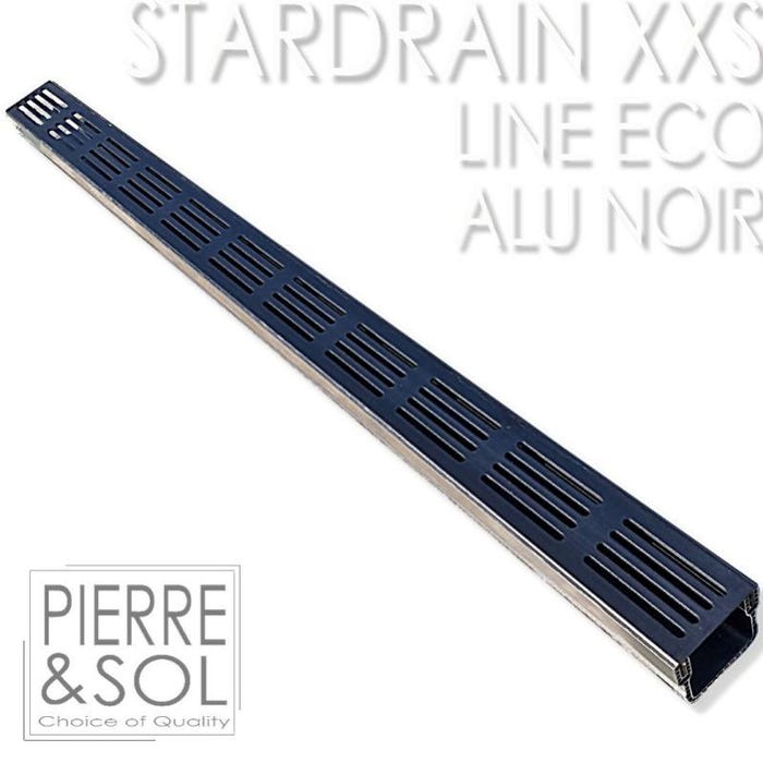 Caniveau XXS MINI L 6,5 cm Grille aluminium NOIR - StarDrain - LINE ECO - Caniveau de 100 cm