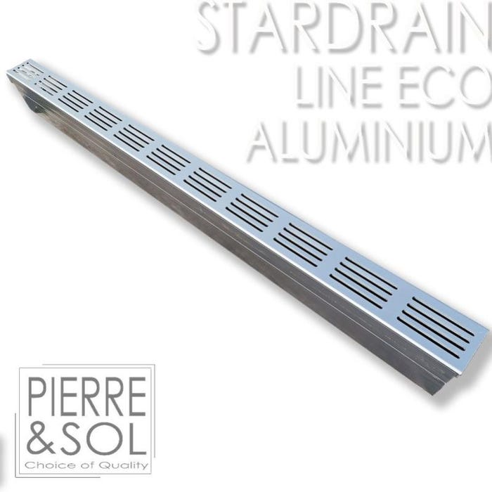 Caniveau étroit 6,5 cm Grille aluminium - StarDrain - LINE ECO - Caniveau de 100 cm