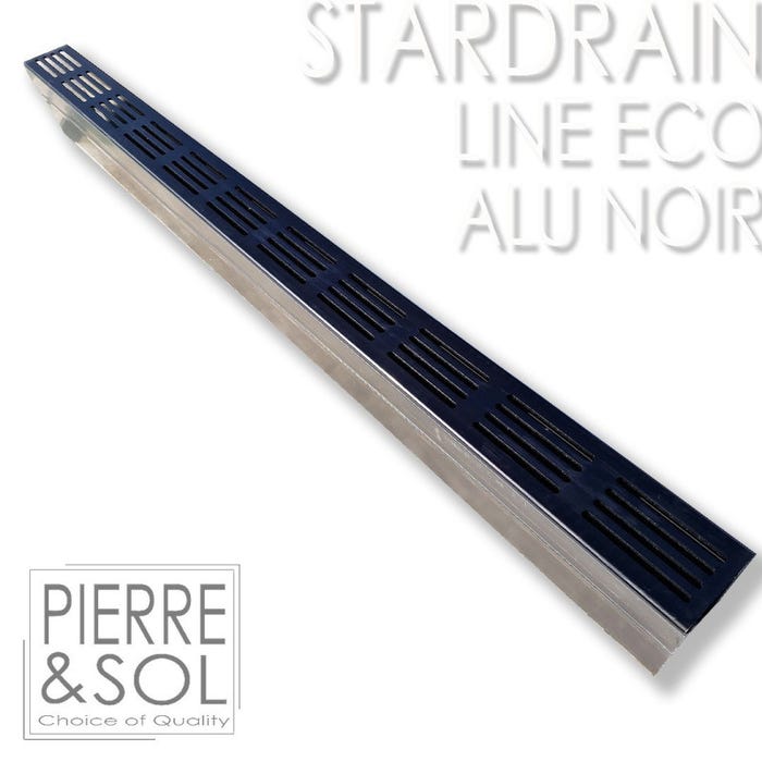 Caniveau étroit 6,5 cm Grille aluminium NOIR - StarDrain - LINE ECO - Caniveau de 100 cm